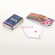 Durable playing cards with a sleek design, perfect for long-lasting use.