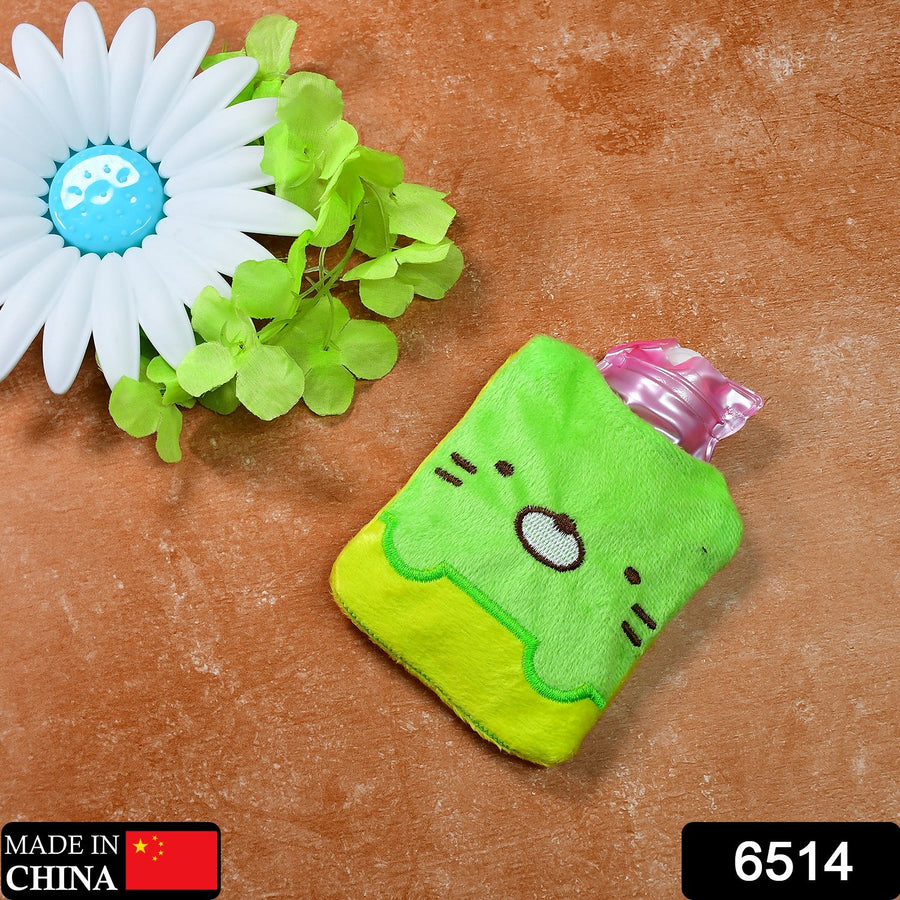 Hot Water Bag for Pain Relief – Green Kitty with Soft Cover | Velvet Wellness