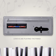 Close-up of the microphone input on the kids piano keyboard.