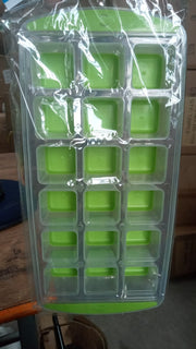 A single green 18-cavity silicone ice cube tray, showcasing its bright color and design.
