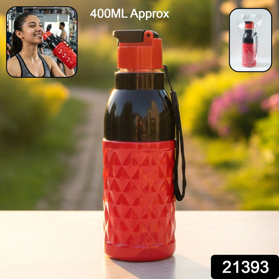 400 ML Sports Water Bottle – Leakproof with Flip Top Lid & Strap