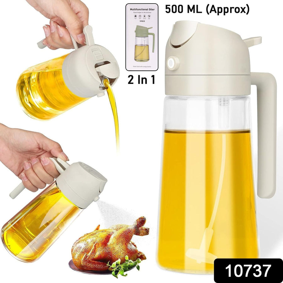 Glass Oil Dispenser Bottle – 2-in-1 Pour & Spray, 500 ml