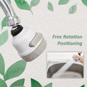 Close-up view of the 3-mode water saving faucet nozzle, highlighting its durable construction.