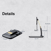 Slim and lightweight folded phone holder, ideal for carrying in a bag.