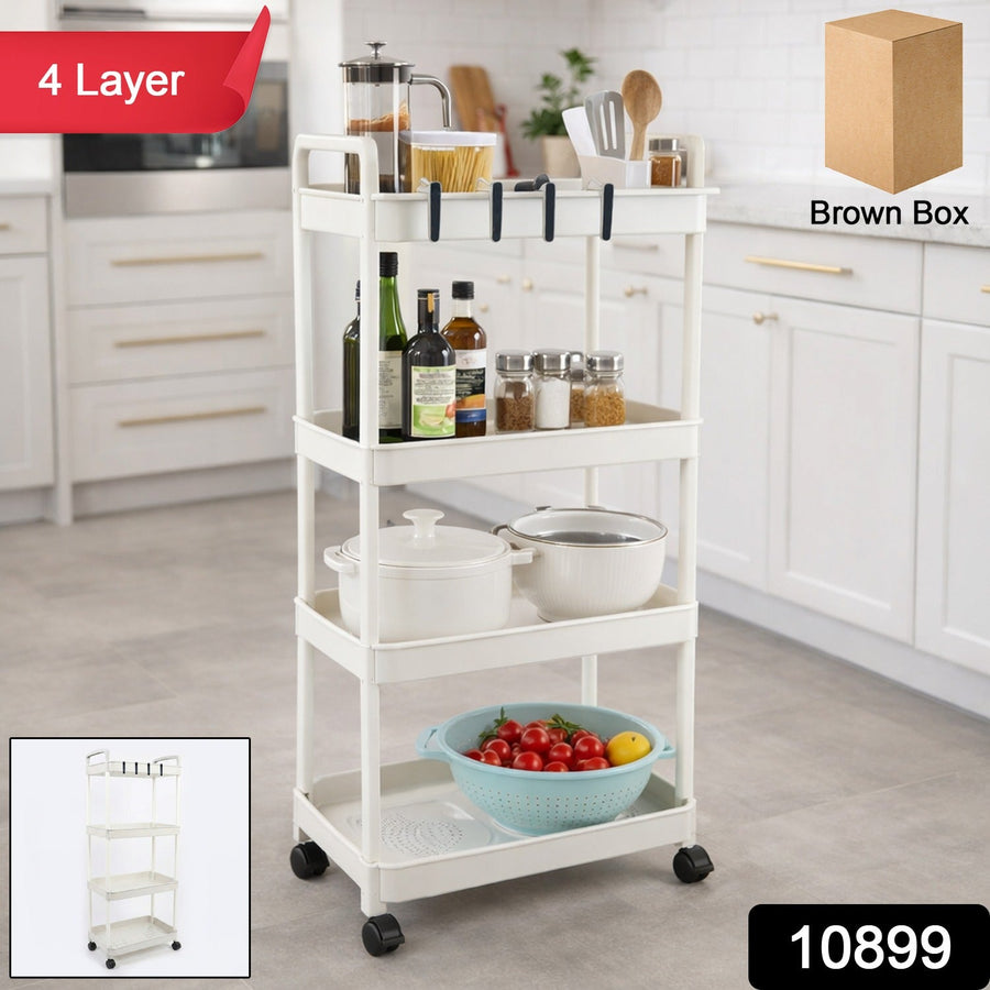 4 Layer Kitchen Trolley with Wheels – Multipurpose Storage Organizer