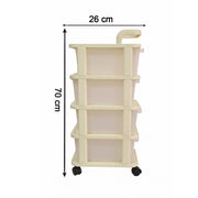 Space saving rolling organizer cart for tidy storage