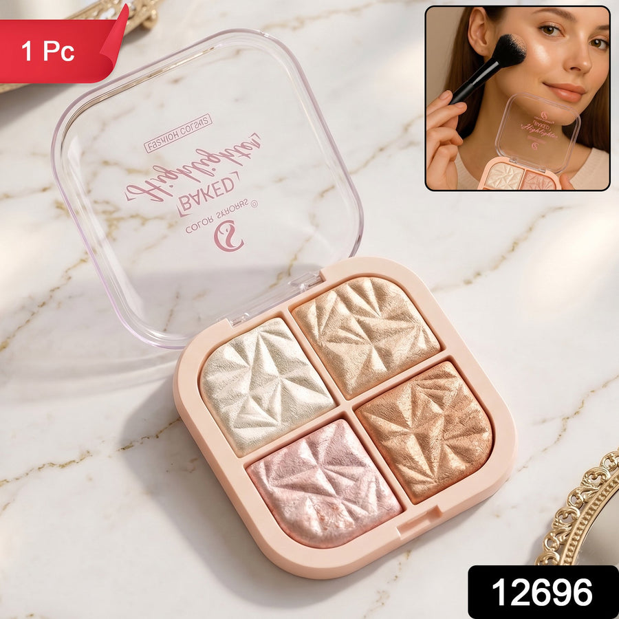4 in 1 Baked Highlighter and Blusher Palette – Radiant Dewy Glow